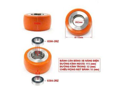 Bánh cân bằng xe nâng tay điện Jialift, Heli 115x55mm